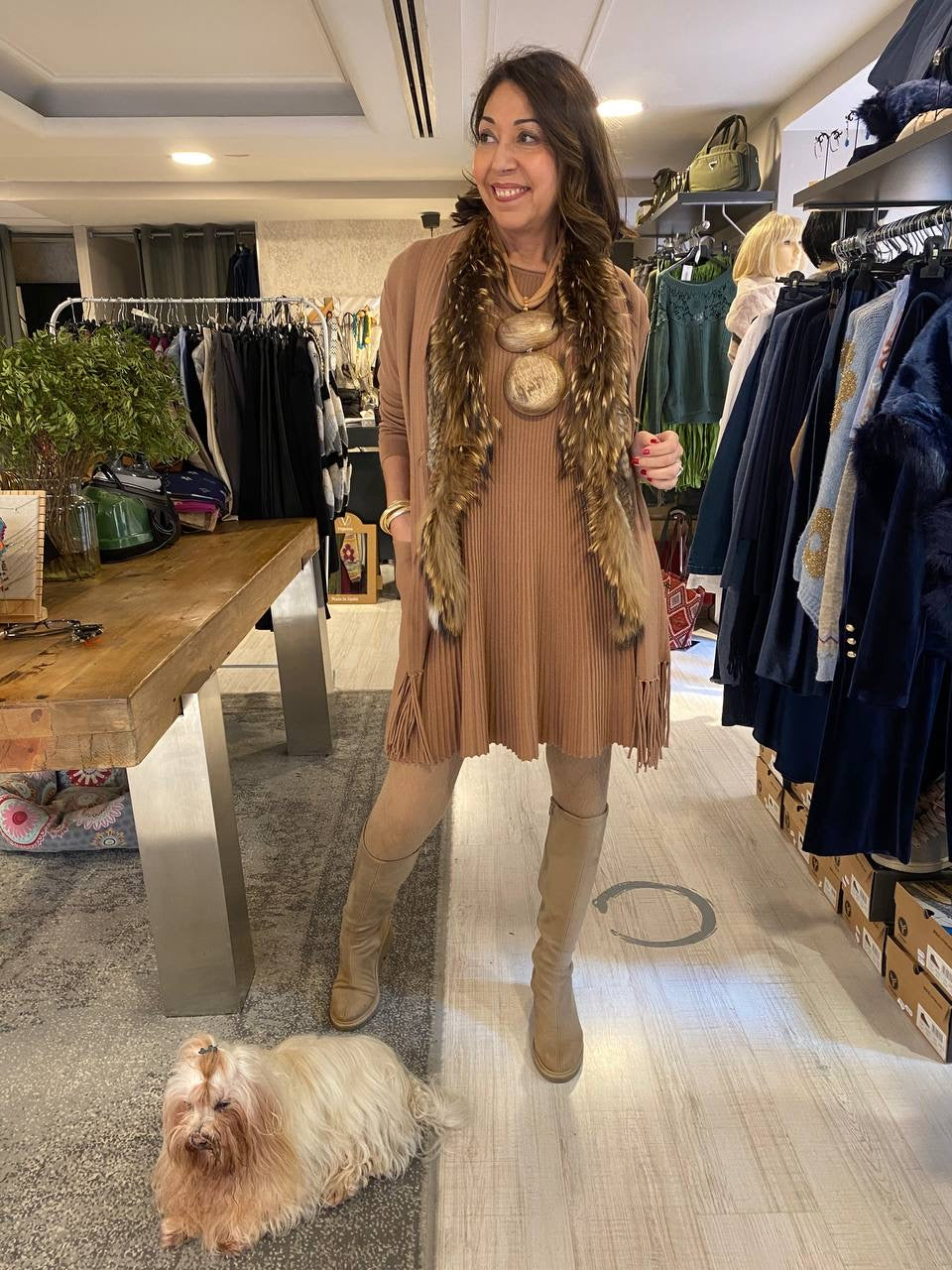 Vestido canalé camel DONDOLA