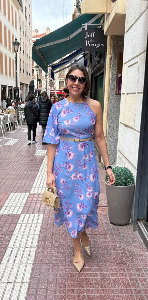 Vestido estampado mangas asimétricas DONDOLA