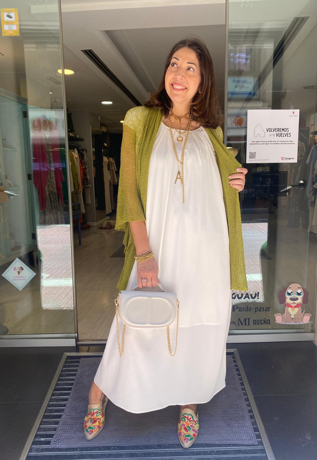 Vestido largo manga sisa abullonada DONDOLA