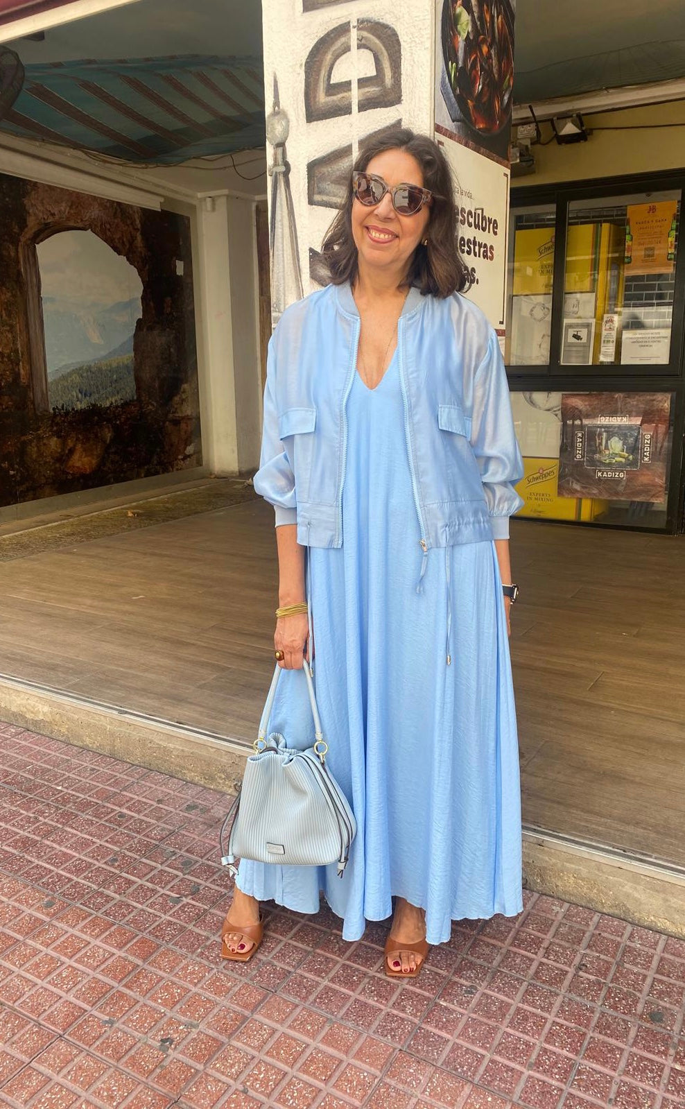 Vestido plisado tirantes con escote pico DONDOLA