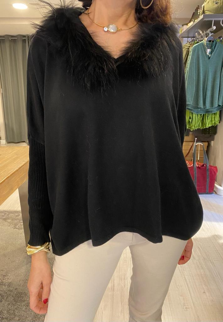 Jersey estilo poncho cuello pelo DONDOLA