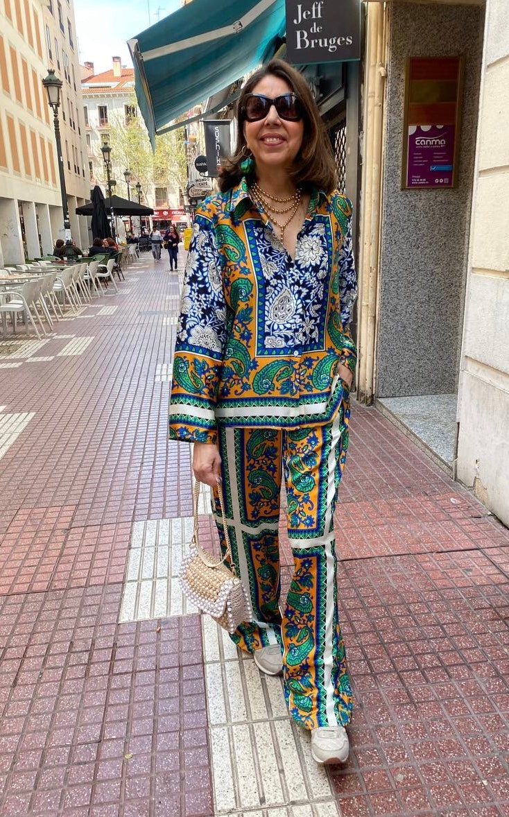 Pantalón estampado verde/ azulón (conjunto pijamero) DONDOLA