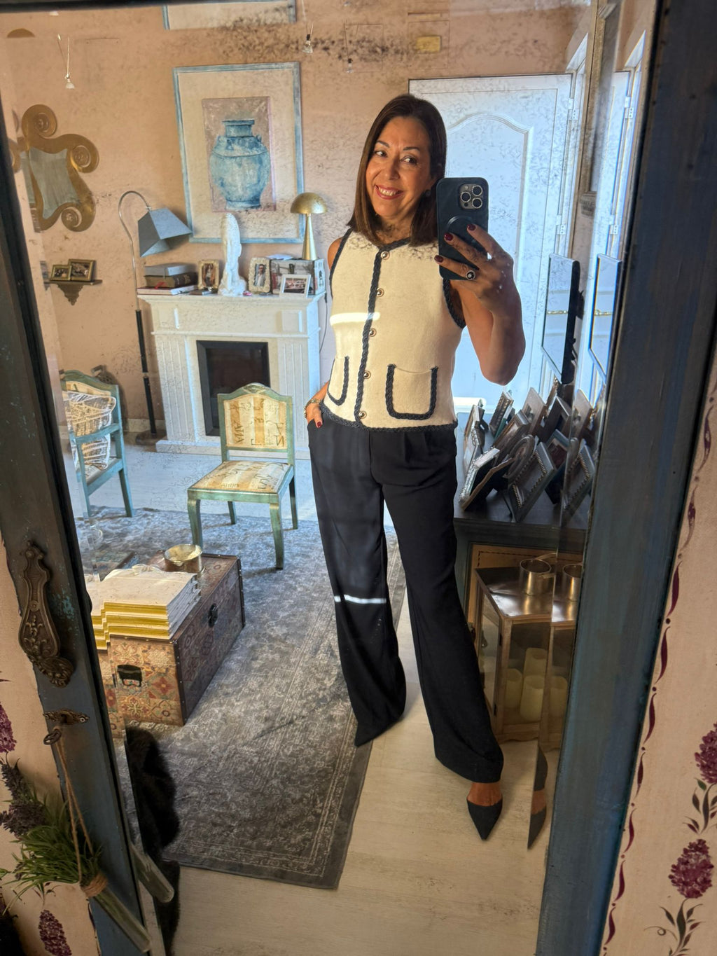 Chaleco punto acabados denim trenzado DONDOLA