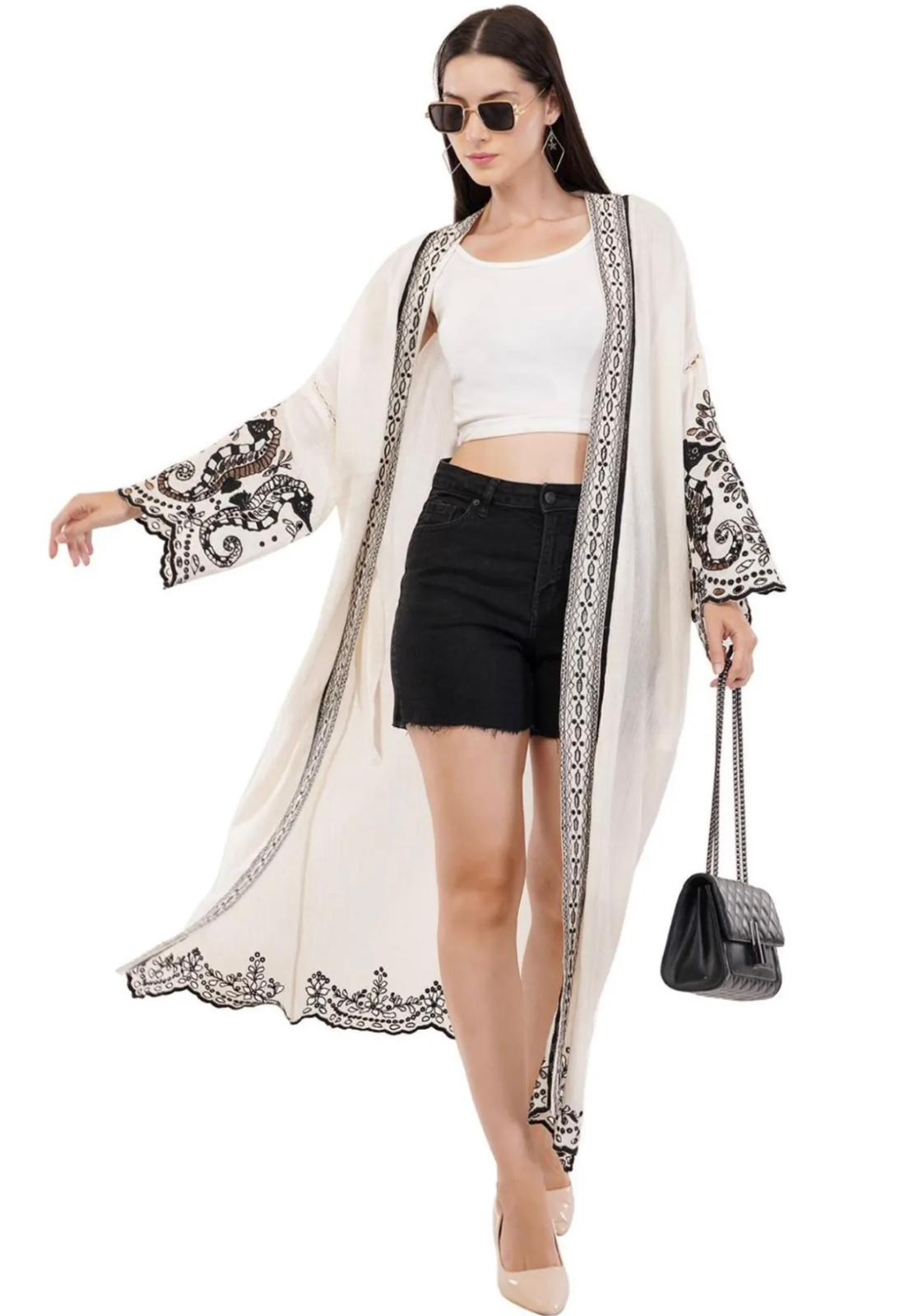 Kimono largo bambula bordados MAR