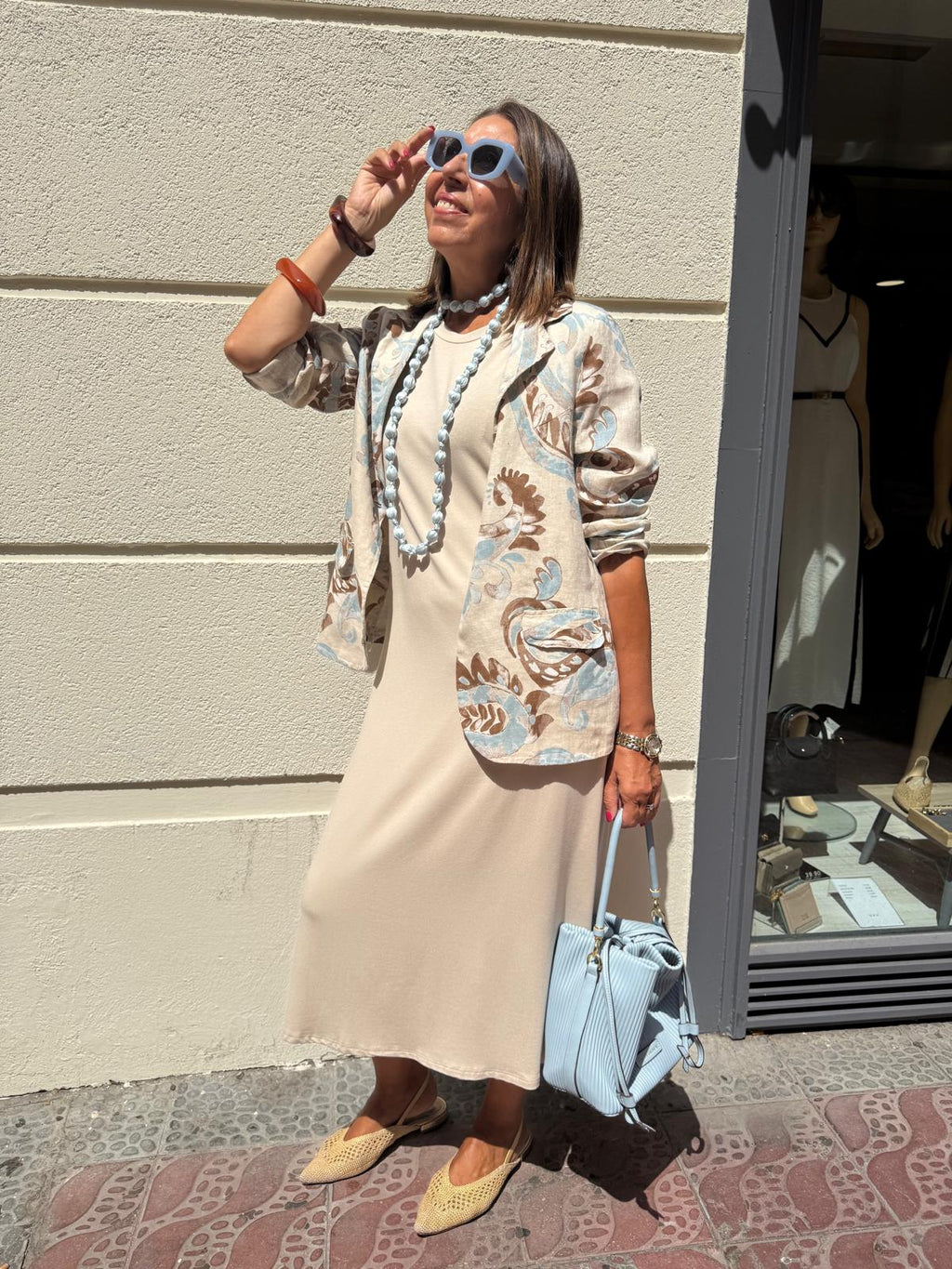 Vestido punto básico corte recto efecto hombrera DONDOLA