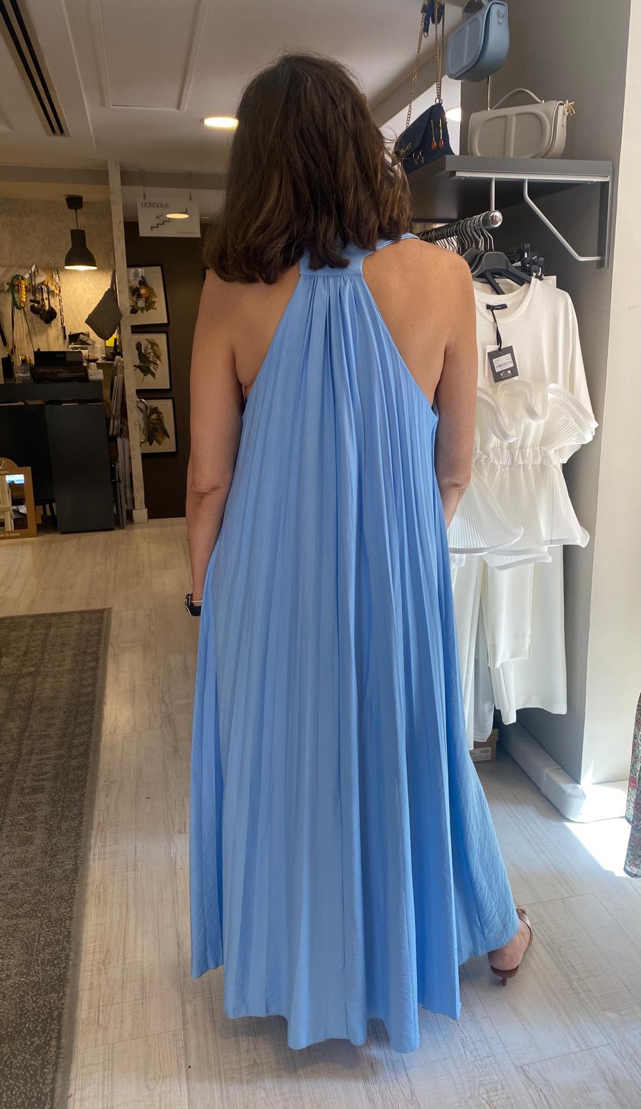 Vestido plisado tirantes con escote pico DONDOLA