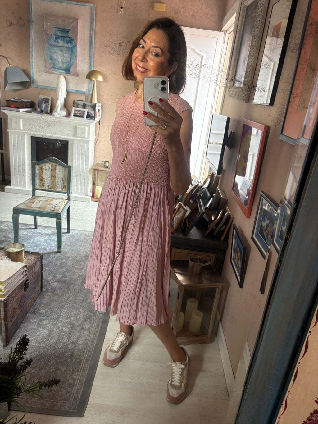 Vestido cuerpo nido abeja falda plisada DONDOLA