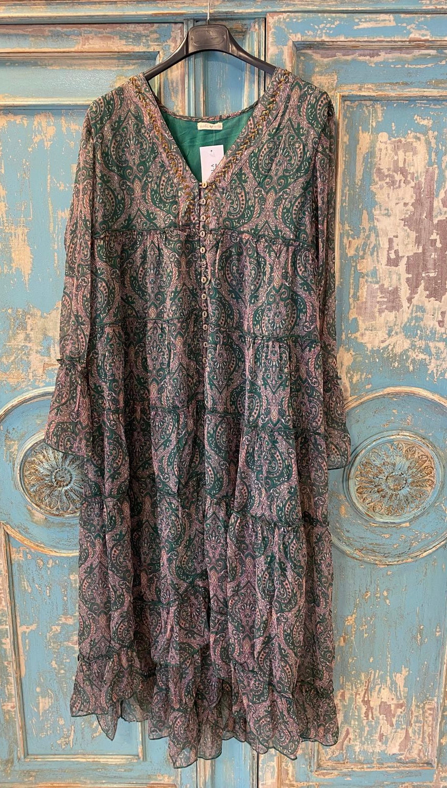 Vestido boho paneles estampado cachemires DONDOLA