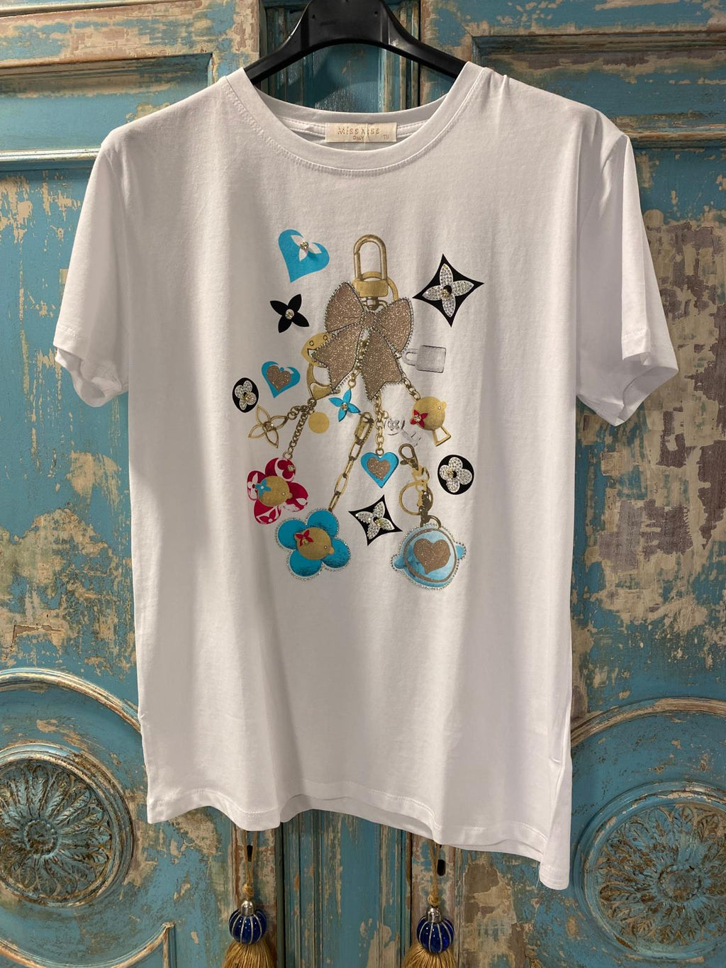 Camiseta algodón lazo detalle brillos DONDOLA