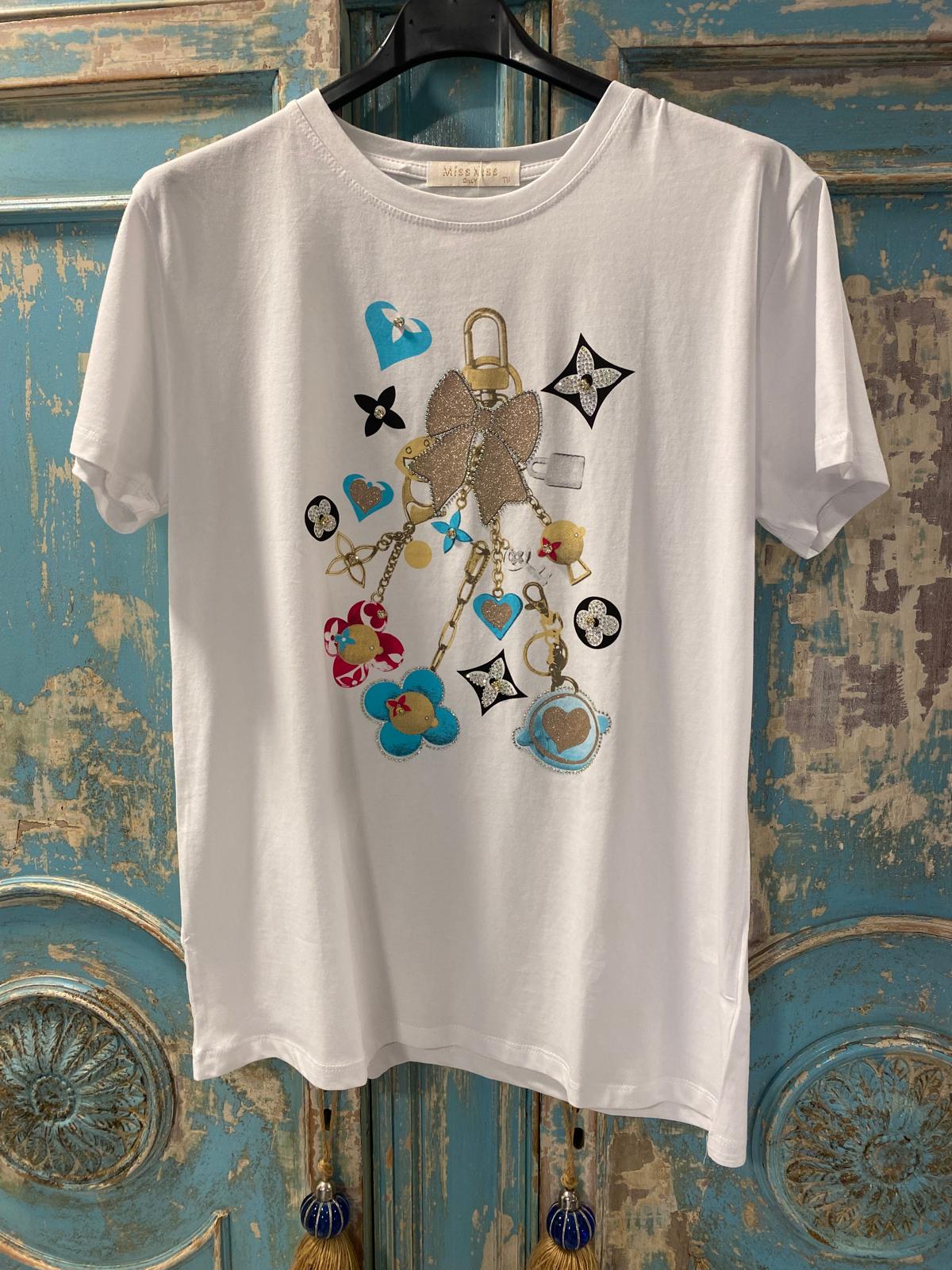 Camiseta algodón lazo detalle brillos DONDOLA