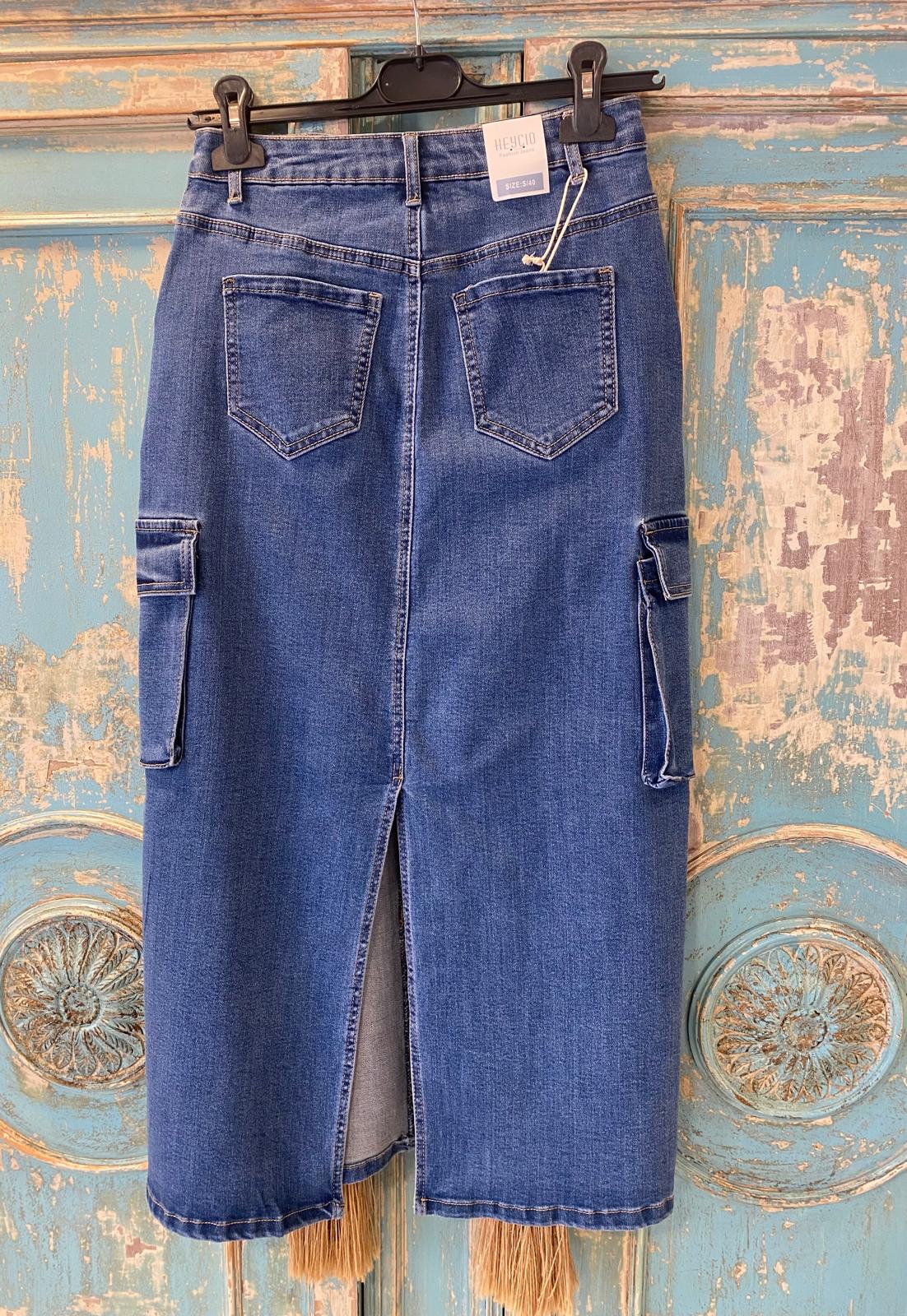 Falda vaquera midi cargo DONDOLA