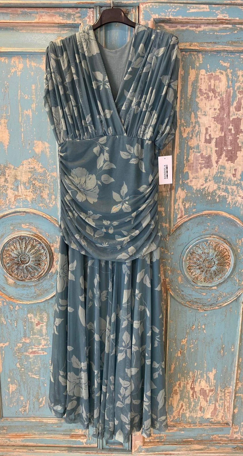 Vestido tul estampado floral escote pico DONDOLA