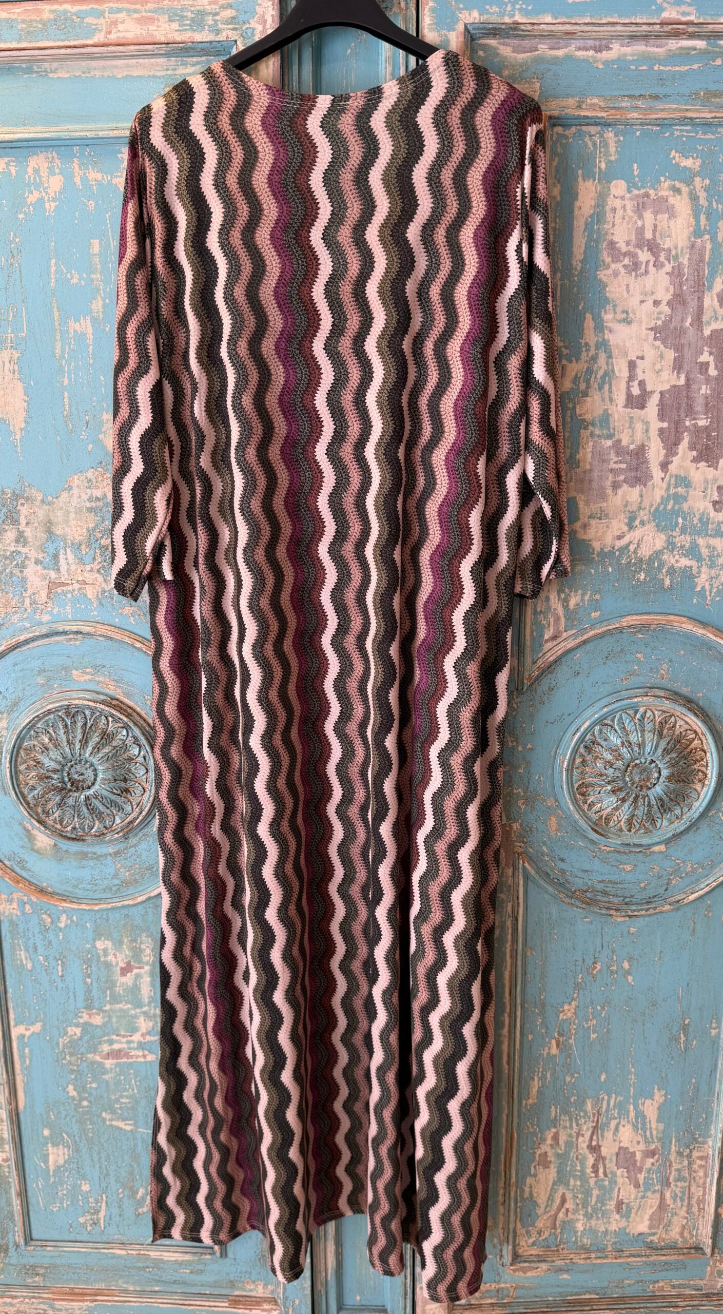 Vestido punto seda zig zag escote pico lúrex DONDOLA