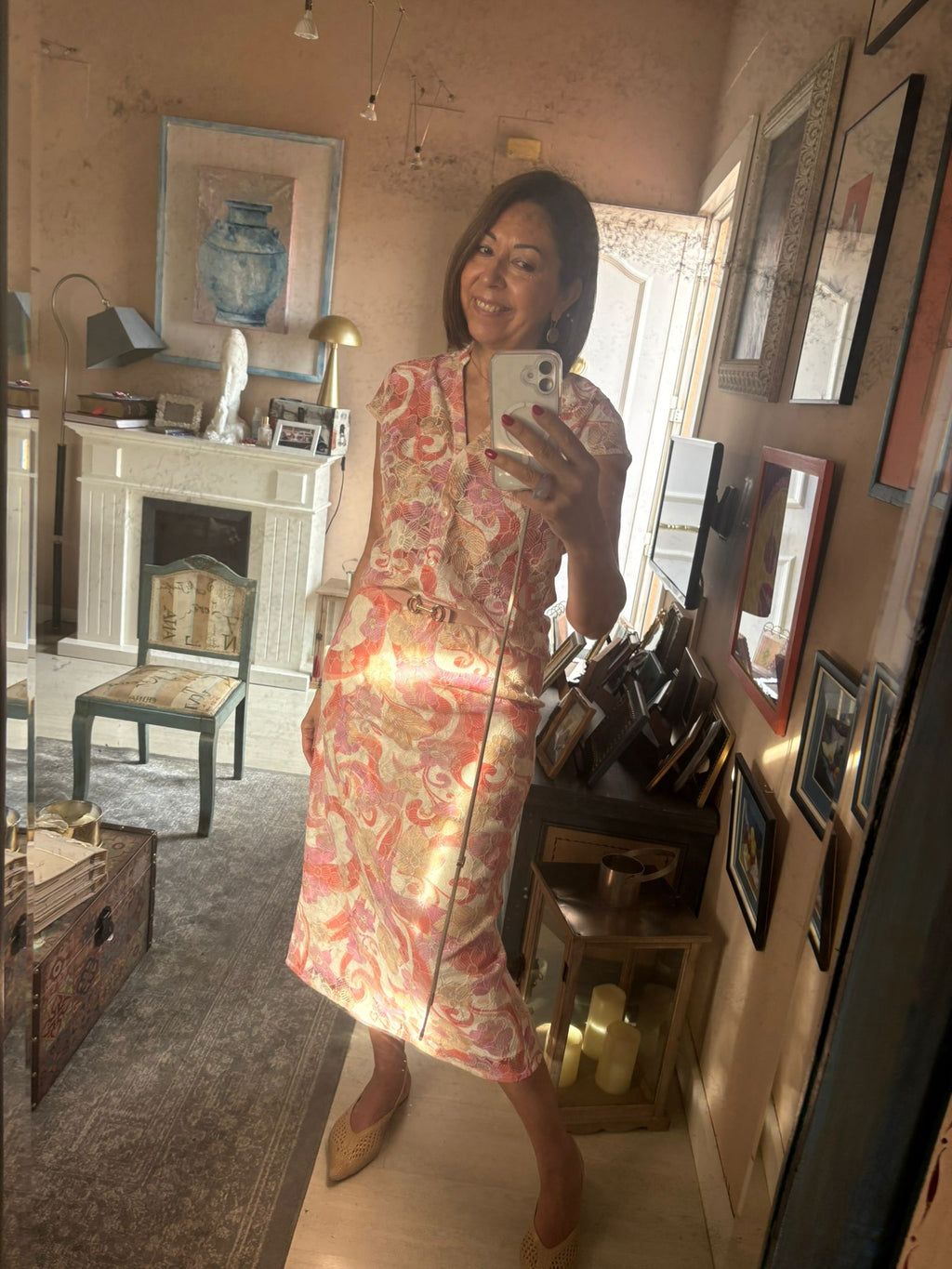 Conjunto camisa y falda efecto encaje DONDOLA