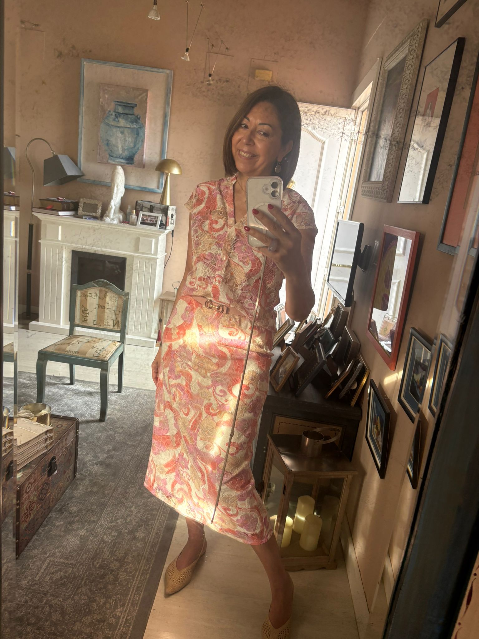 Conjunto camisa y falda efecto encaje DONDOLA