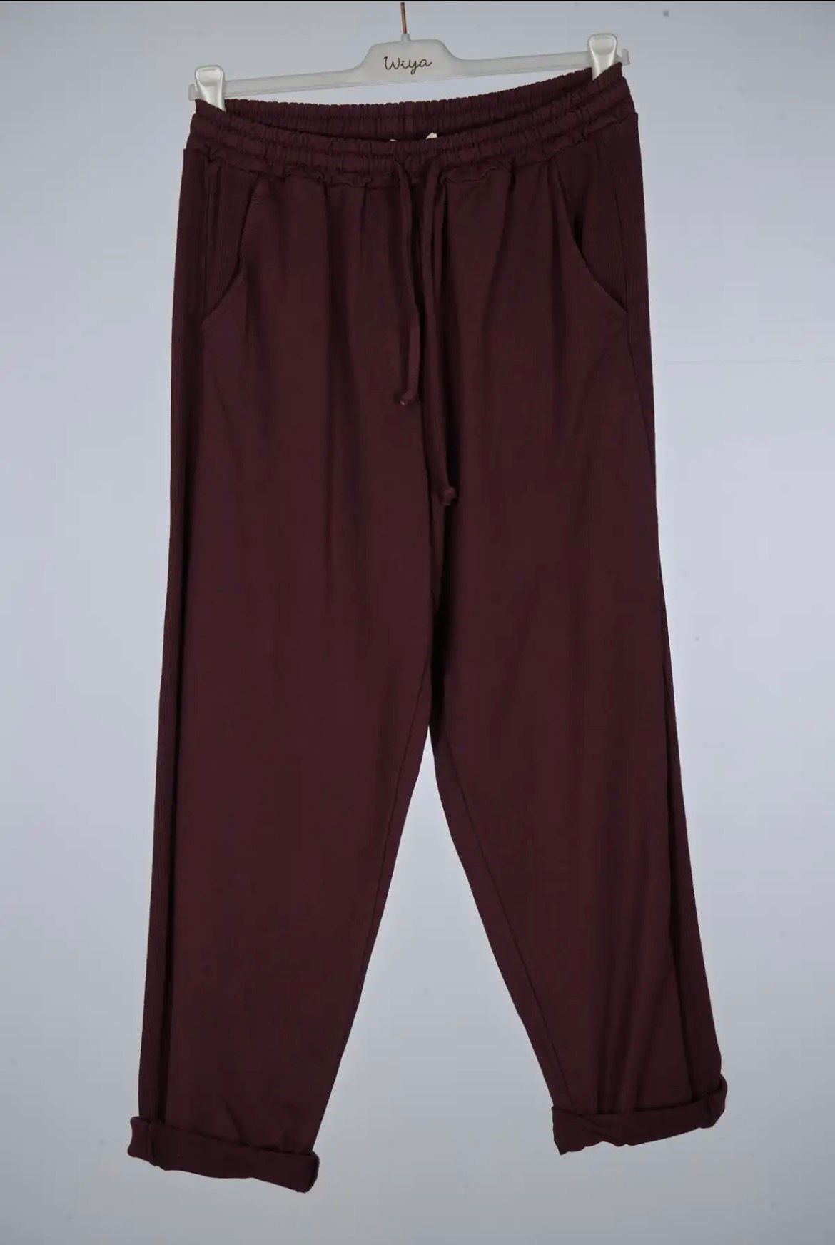 Pantalón Granate Mujer - Algodón Elástico Elegante | Dondola