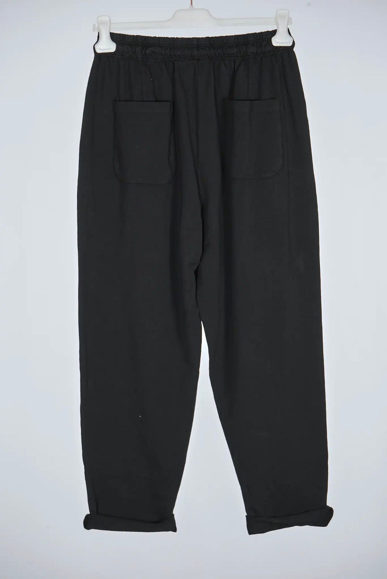 Pantalón Negro de Pinzas Mujer - Algodón Cinturilla Elástica Elegante | Dondola