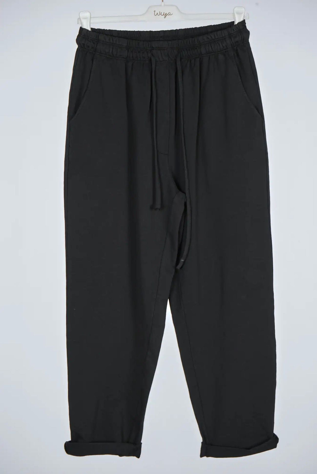 Pantalón Negro de Pinzas Mujer - Algodón Cinturilla Elástica Elegante | Dondola