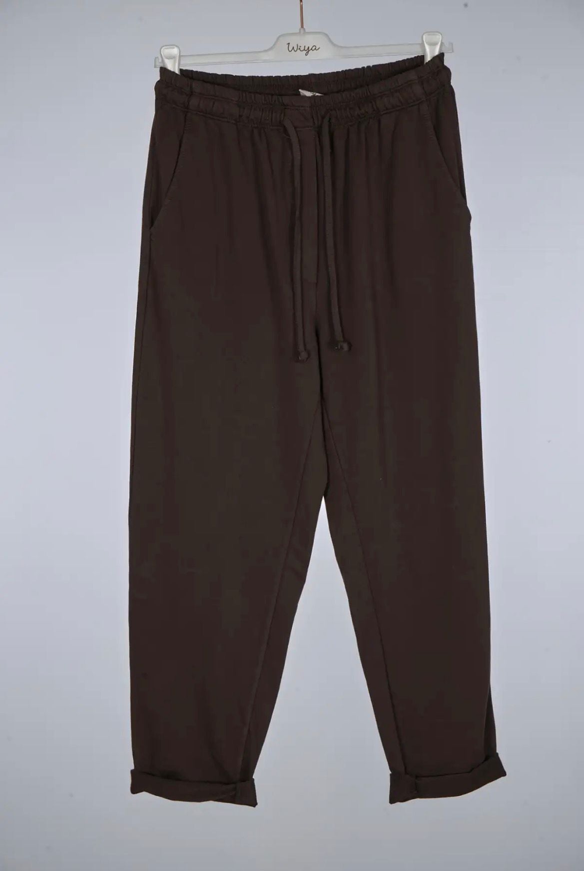 Pantalón Marrón Chocolate Mujer - Algodón Elástico Elegante | Dondola