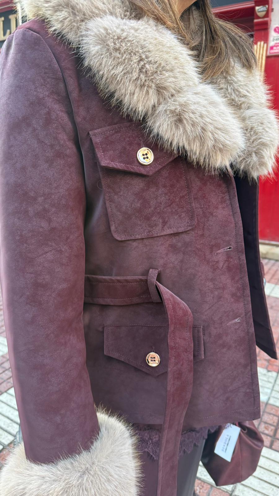 Chaqueta Safari Pelo Sintético - Abrigo Elegante Mujer