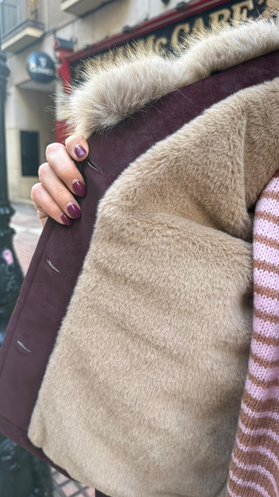 Chaqueta Safari Pelo Sintético - Abrigo Elegante Mujer