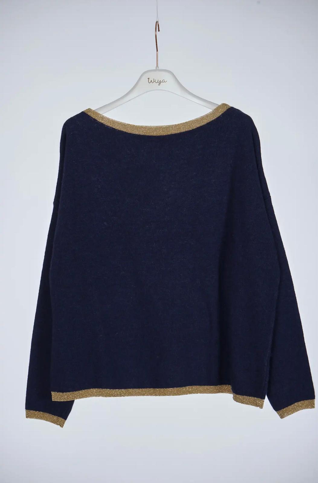 Jersey Liso Ribete Lurex Dorado