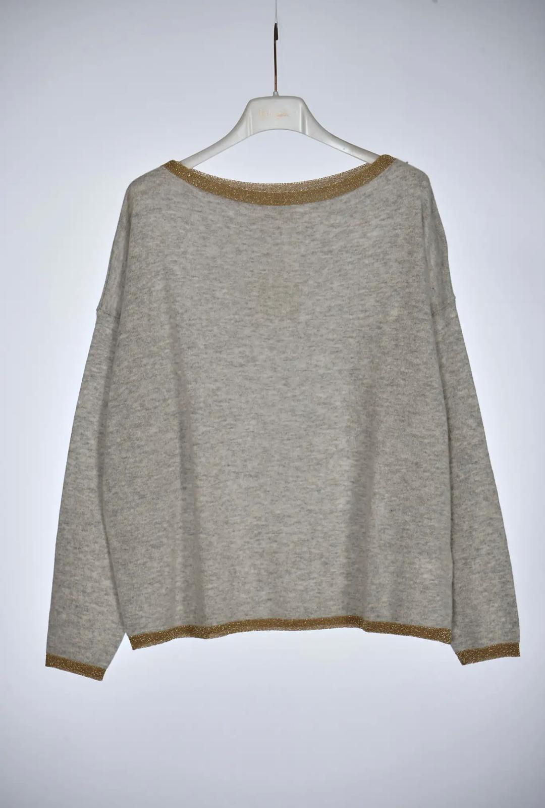Jersey Liso Ribete Lurex Dorado