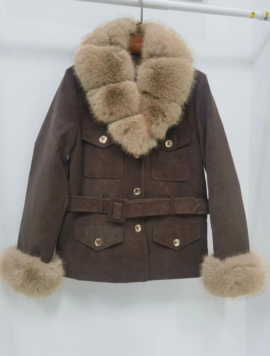 Chaqueta Safari Pelo Sintético - Abrigo Elegante Mujer