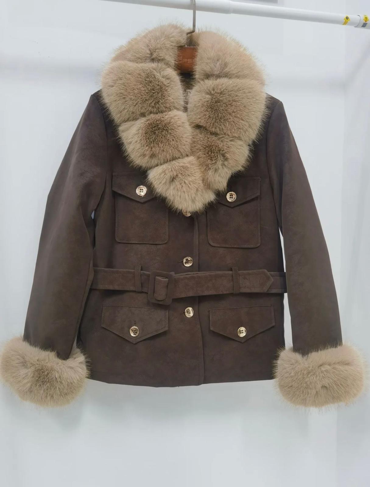 Chaqueta Safari Pelo Sintético - Abrigo Elegante Mujer