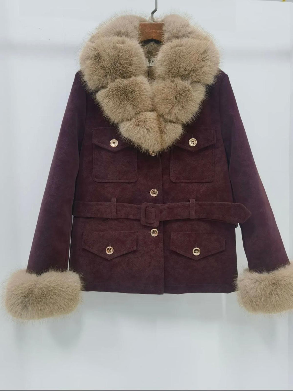 Chaqueta Safari Pelo Sintético - Abrigo Elegante Mujer