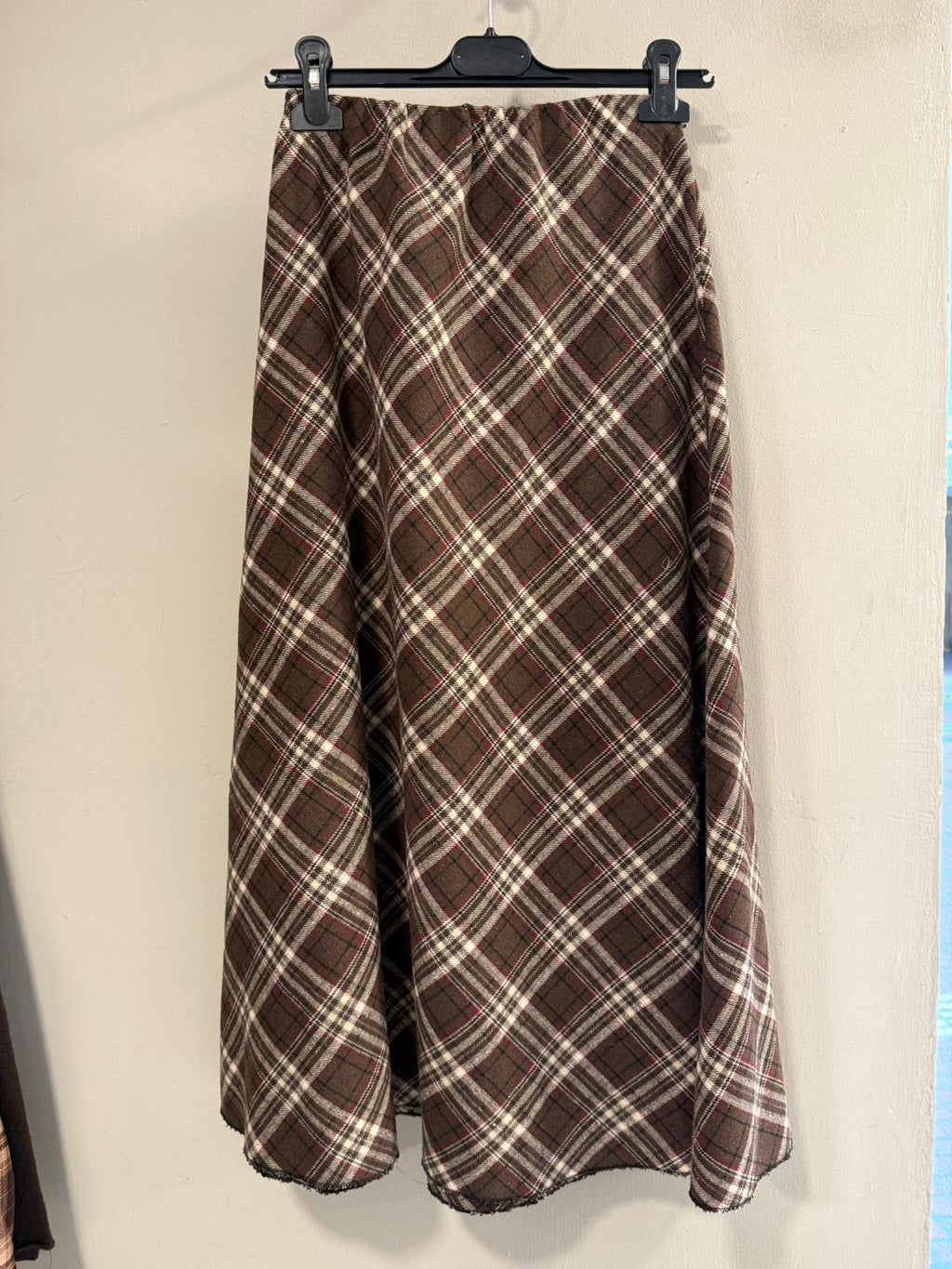 Falda Midi Cuadros Línea A Talla Única - Marrón y Azul | Dondola