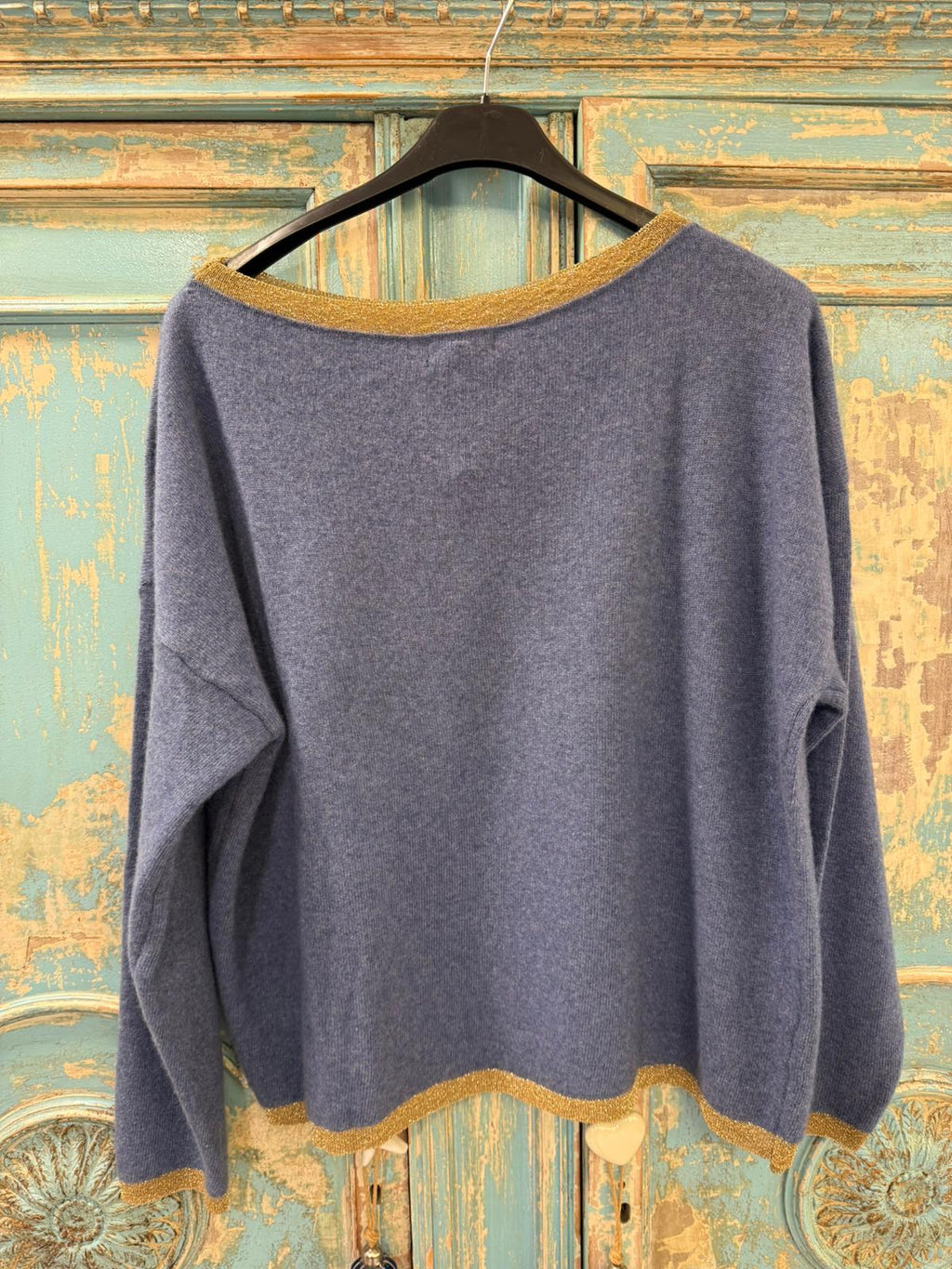 Jersey Lana y Cashmere con Ribetes Dorados - 45% Lana 10% Cashmere