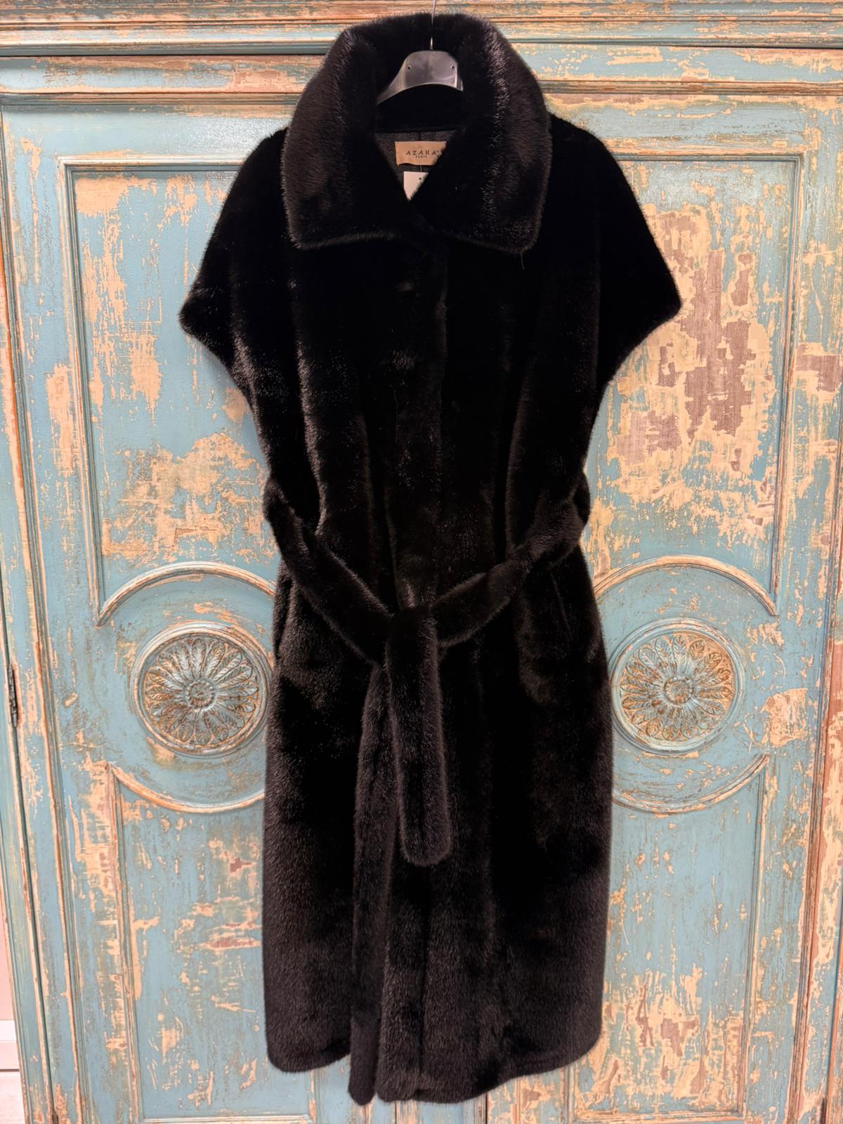 Abrigo Efecto Visón Negro - Pelo Sintético 100% Poliéster