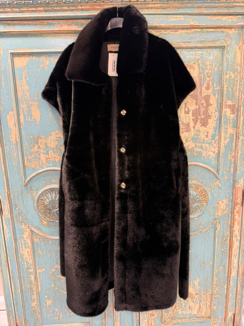 Abrigo Efecto Visón Negro - Pelo Sintético 100% Poliéster