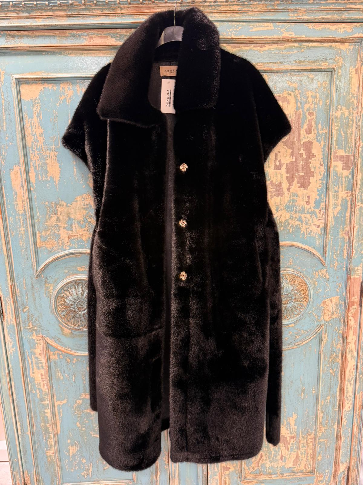 Abrigo Efecto Visón Negro - Pelo Sintético 100% Poliéster
