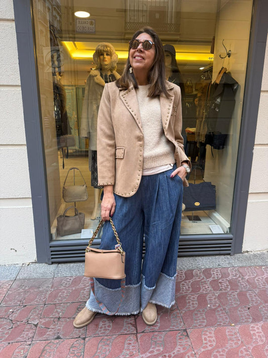 Bolso de Piel Vegana Taupe - Cadena Dorada