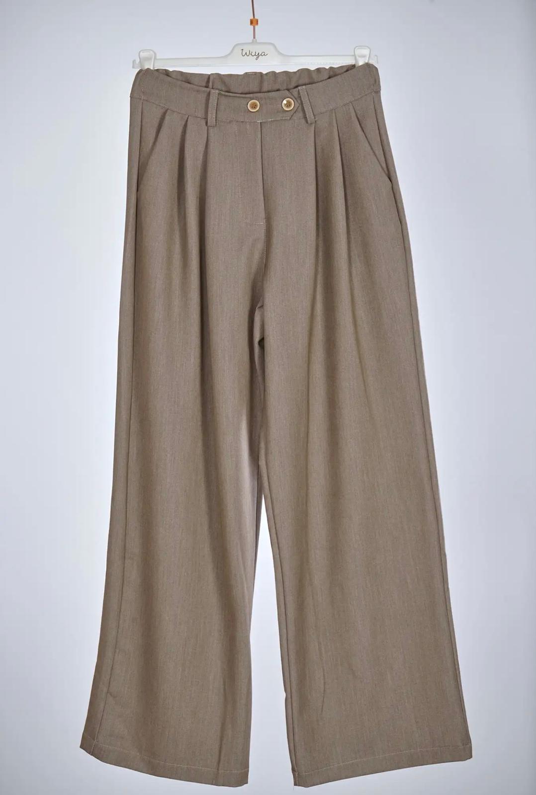 Pantalón Ancho Pinzas Botones Delanteros
