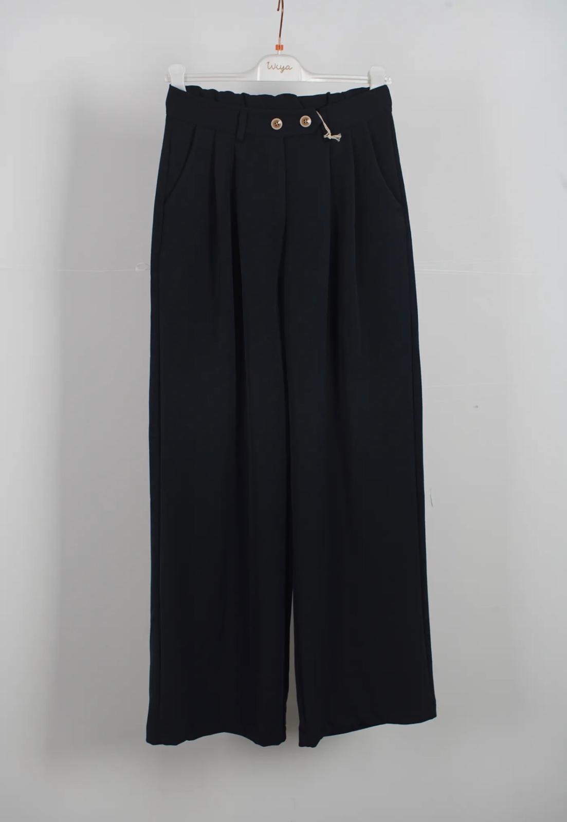 Pantalón Ancho Pinzas Botones Delanteros