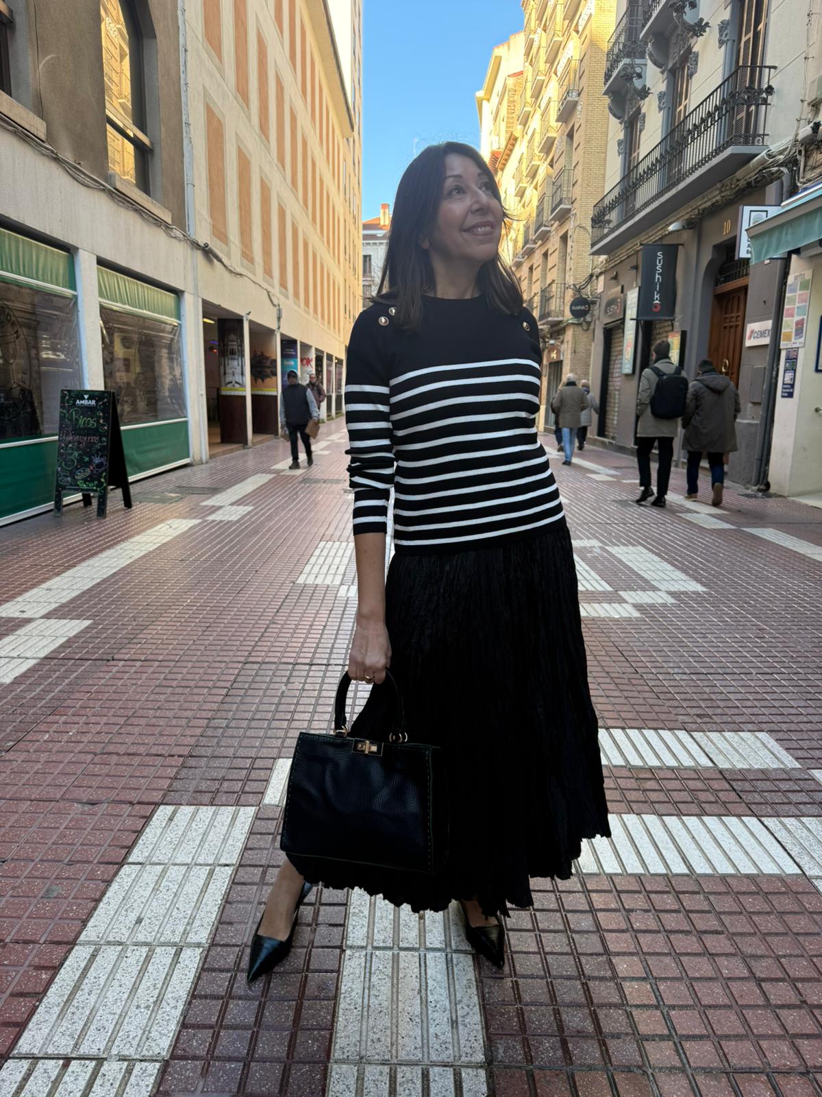 Bolso de Mano Elegante Piel Vegana -  Negro y Verde