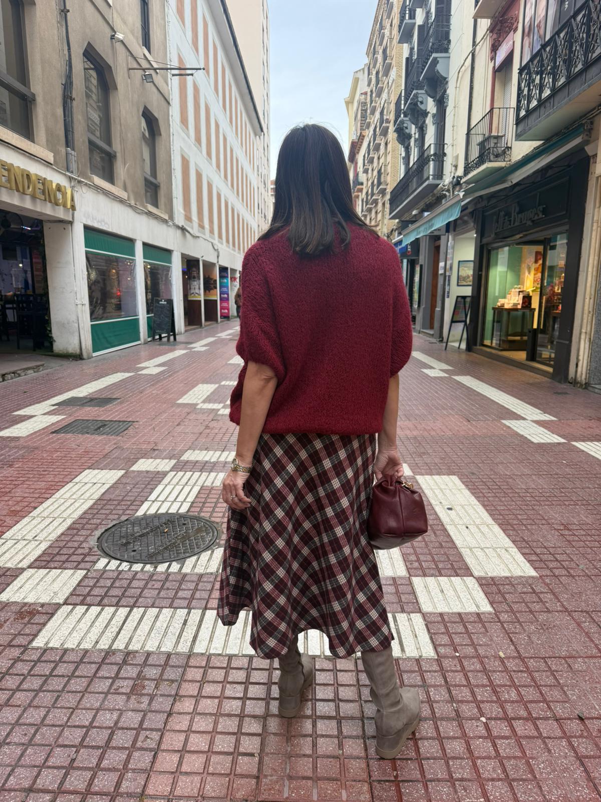 Jersey Oversize Textura Rizada Burdeos