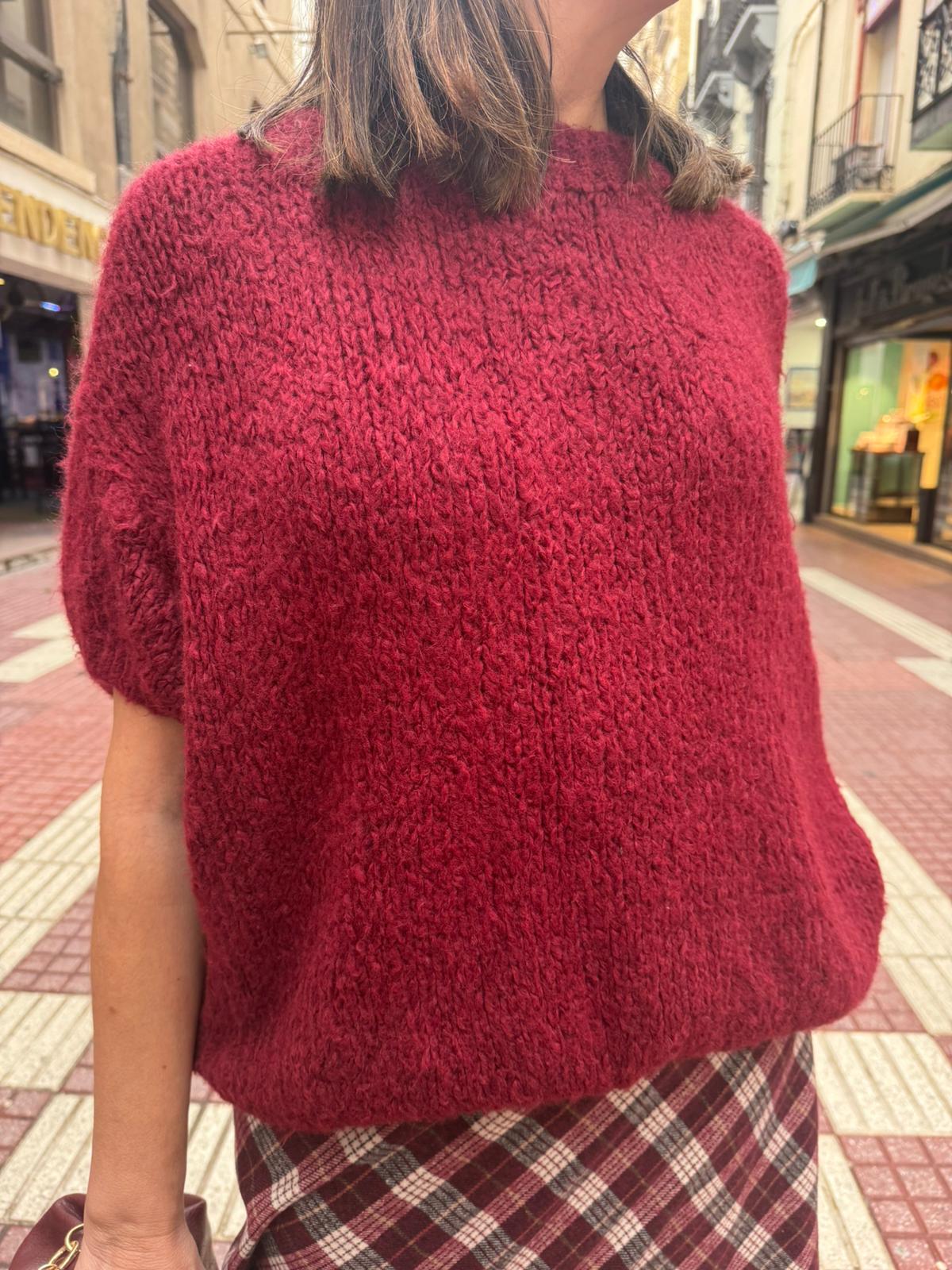 Jersey Oversize Textura Rizada Burdeos