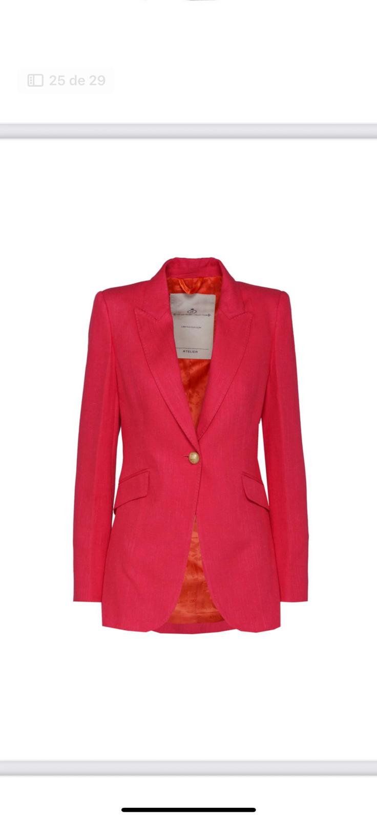 Blazer de Lino con 1 Botón - Coral "The Extreme Collection"