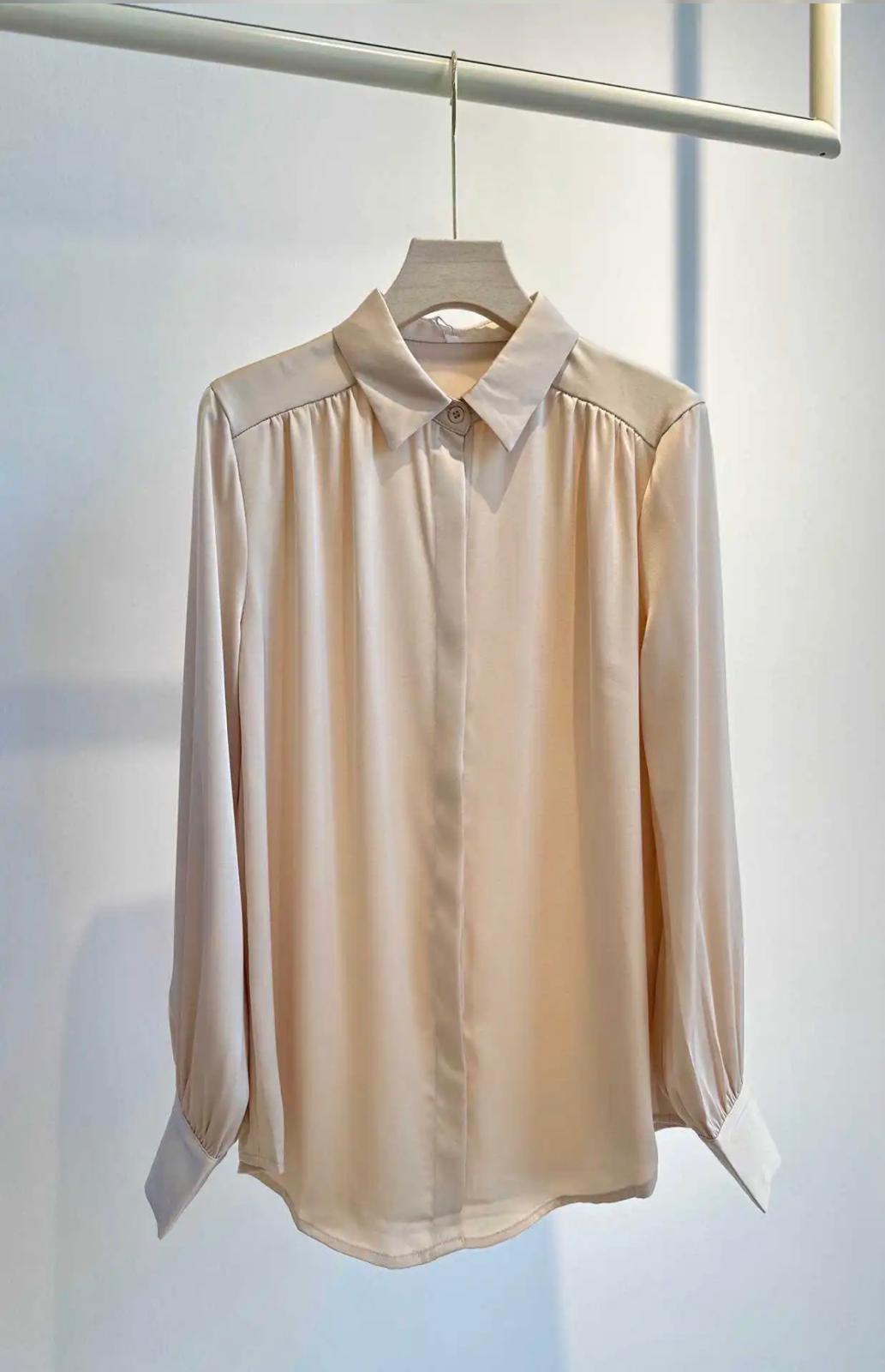 Camisa Pliegues Canesú Manga Larga
