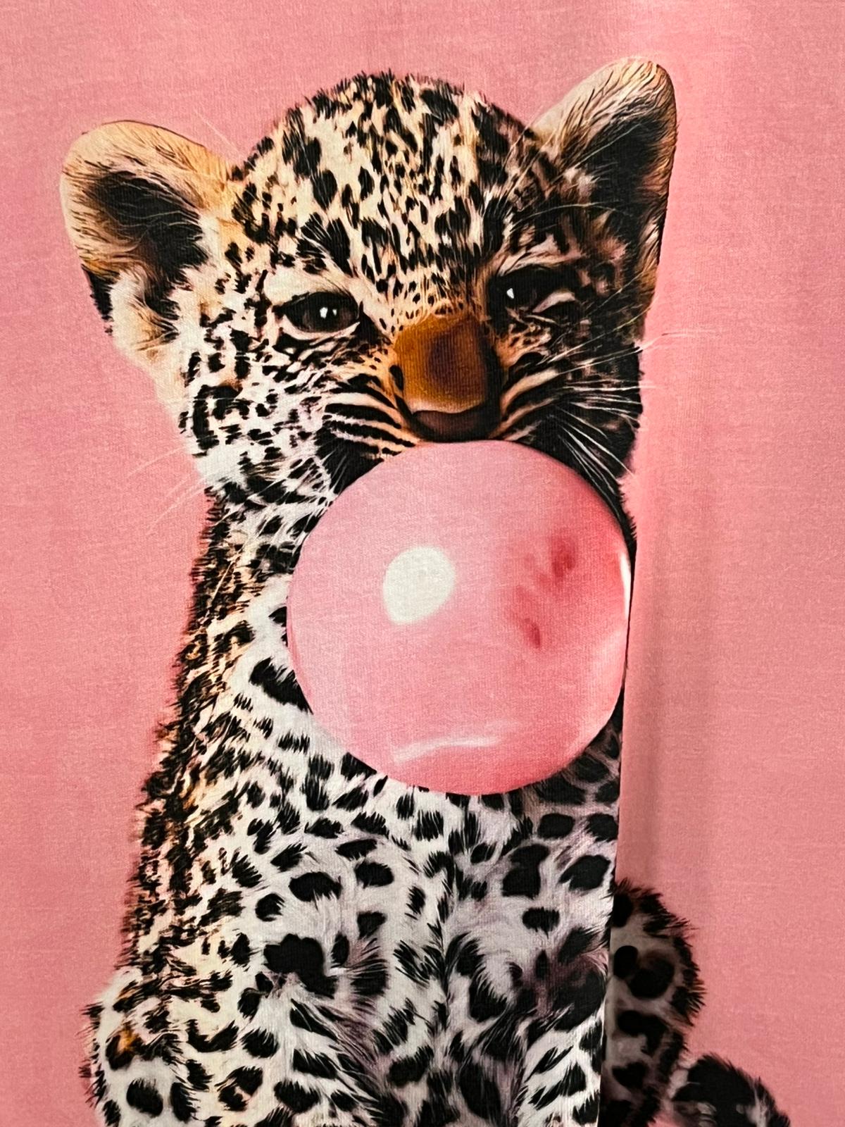 Camiseta Leopardo Chicle Rosa