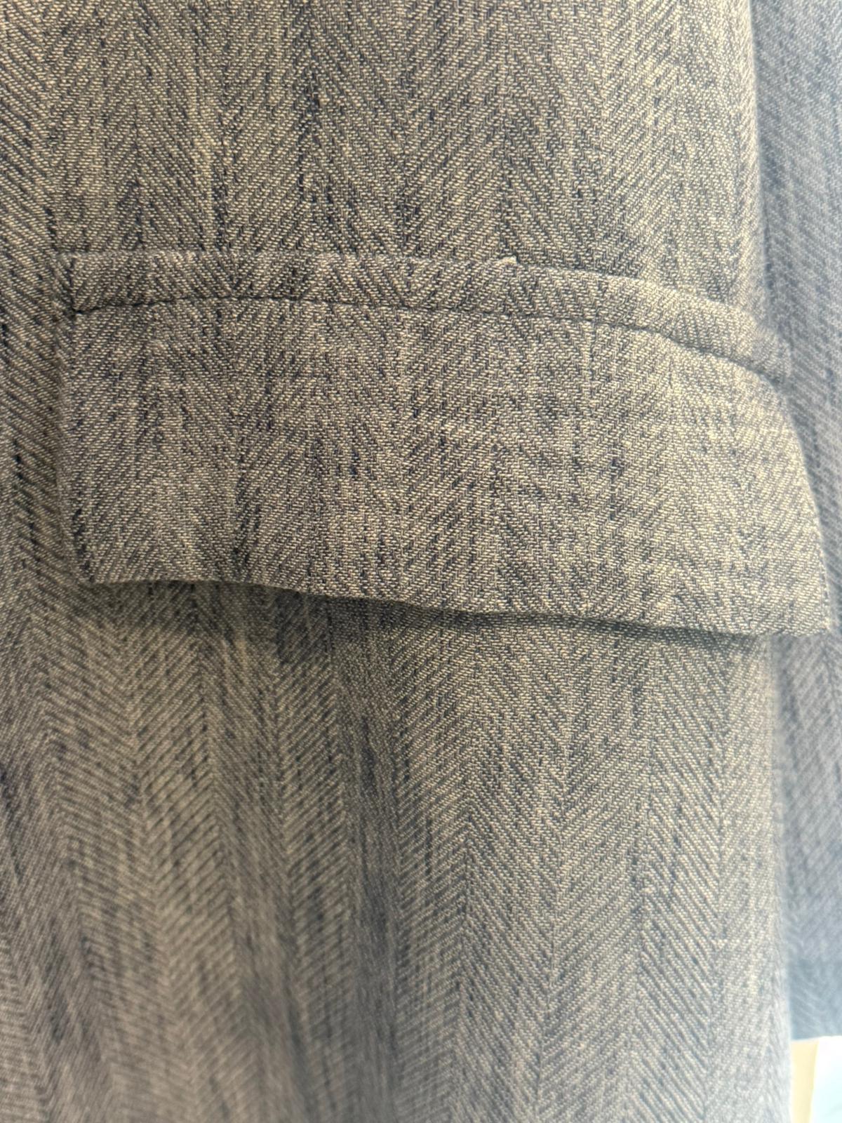 Blazer Efecto Espiga Azul Denim con Botón Tonal