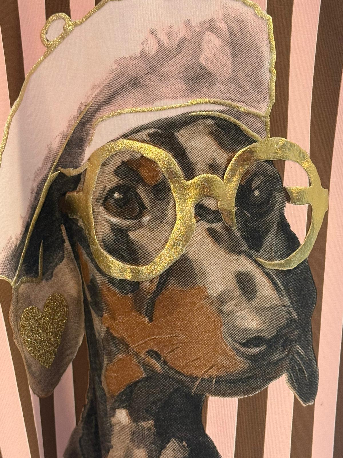 Camiseta Blanca con Estampado Dachshund Glam