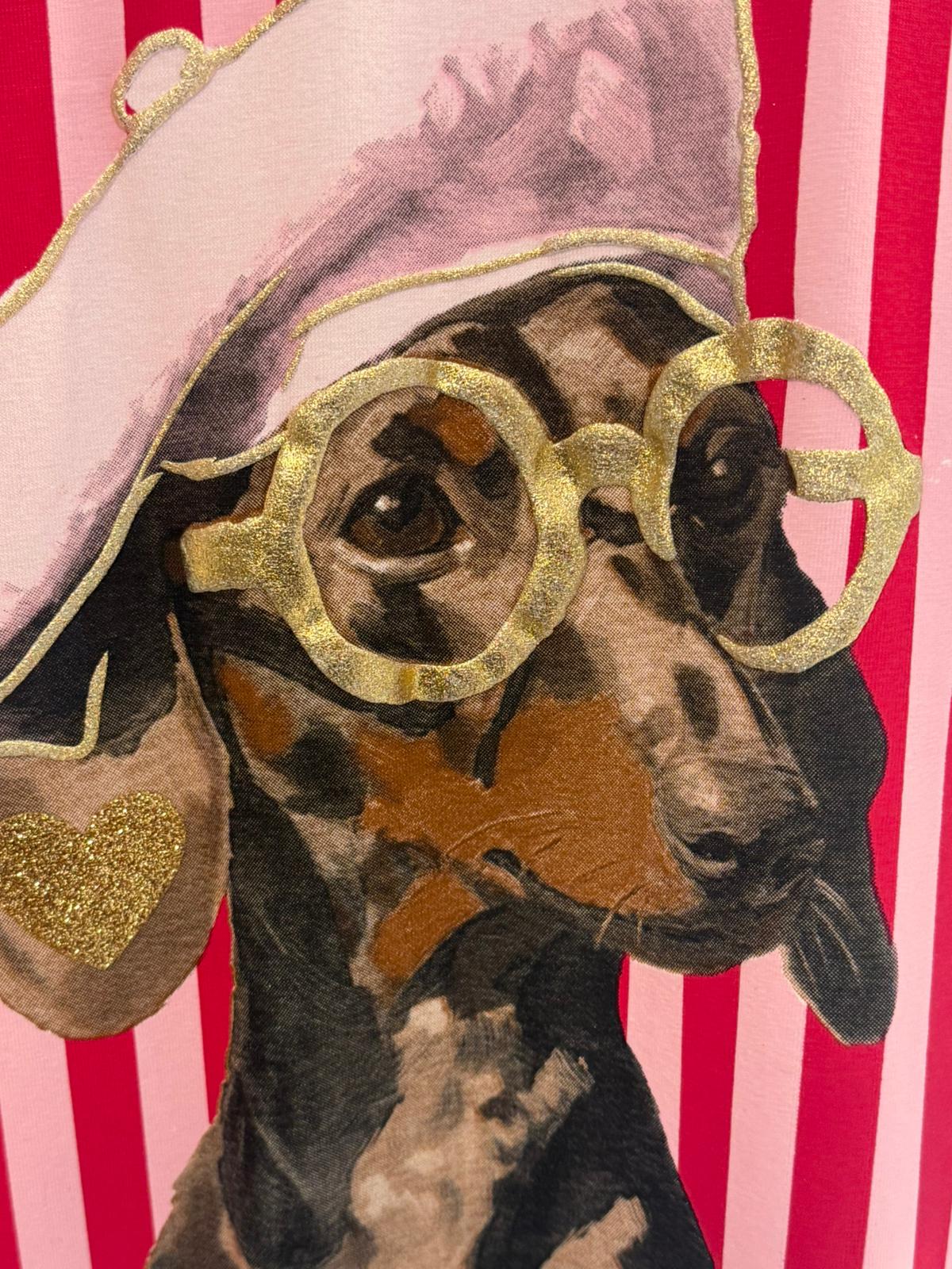 Camiseta Blanca con Estampado Dachshund Glam