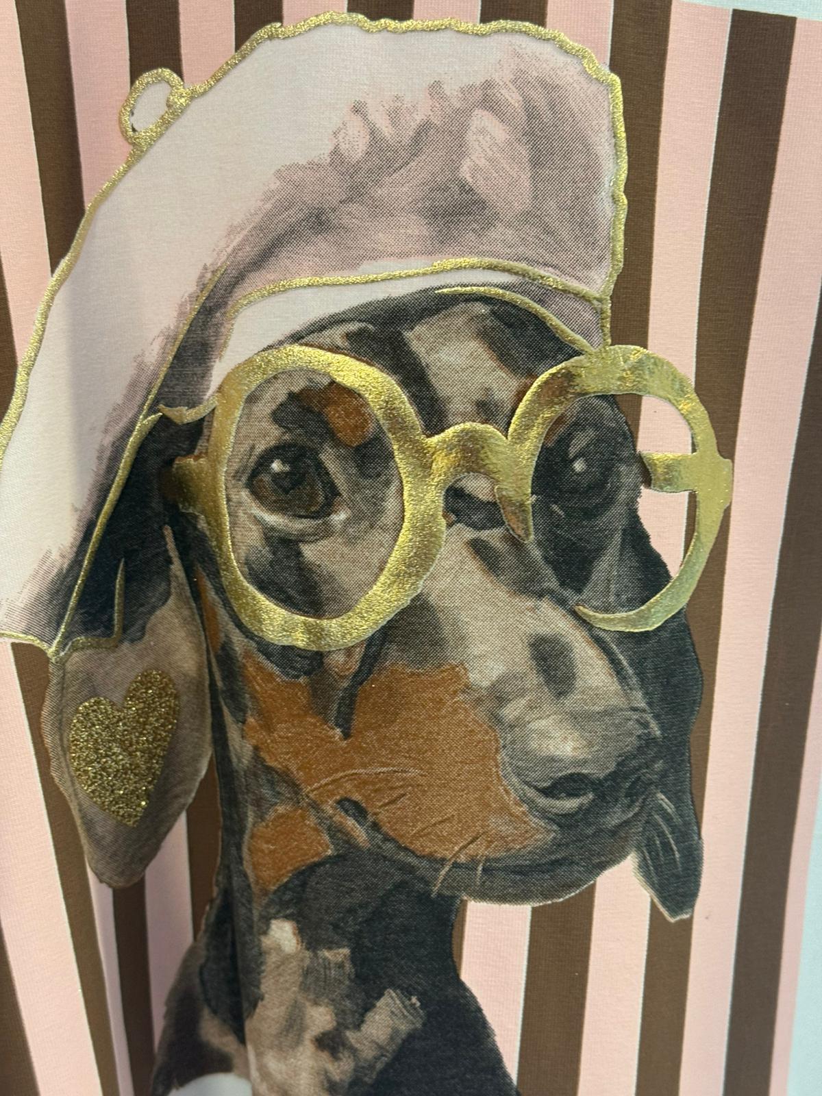 Camiseta Blanca con Estampado Dachshund Glam