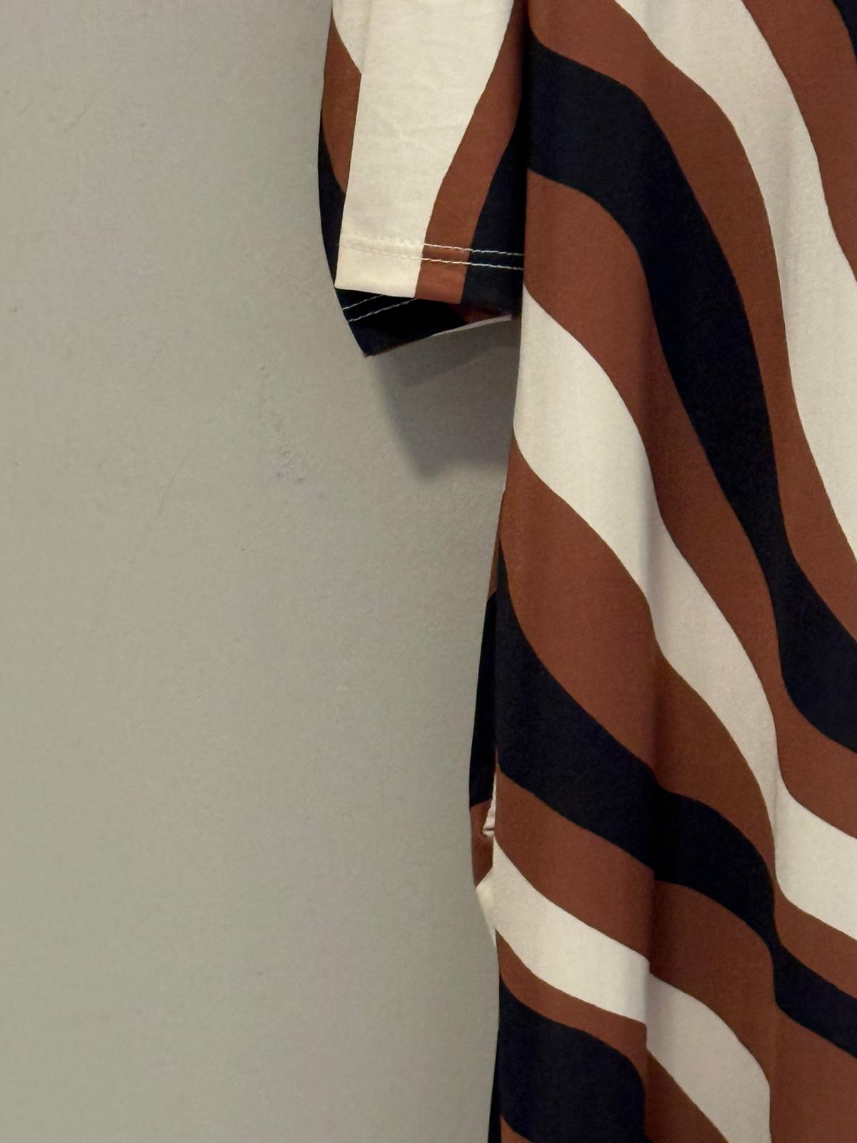 Vestido Maxi punto de seda Print Ondas — Estampado Abstracto
