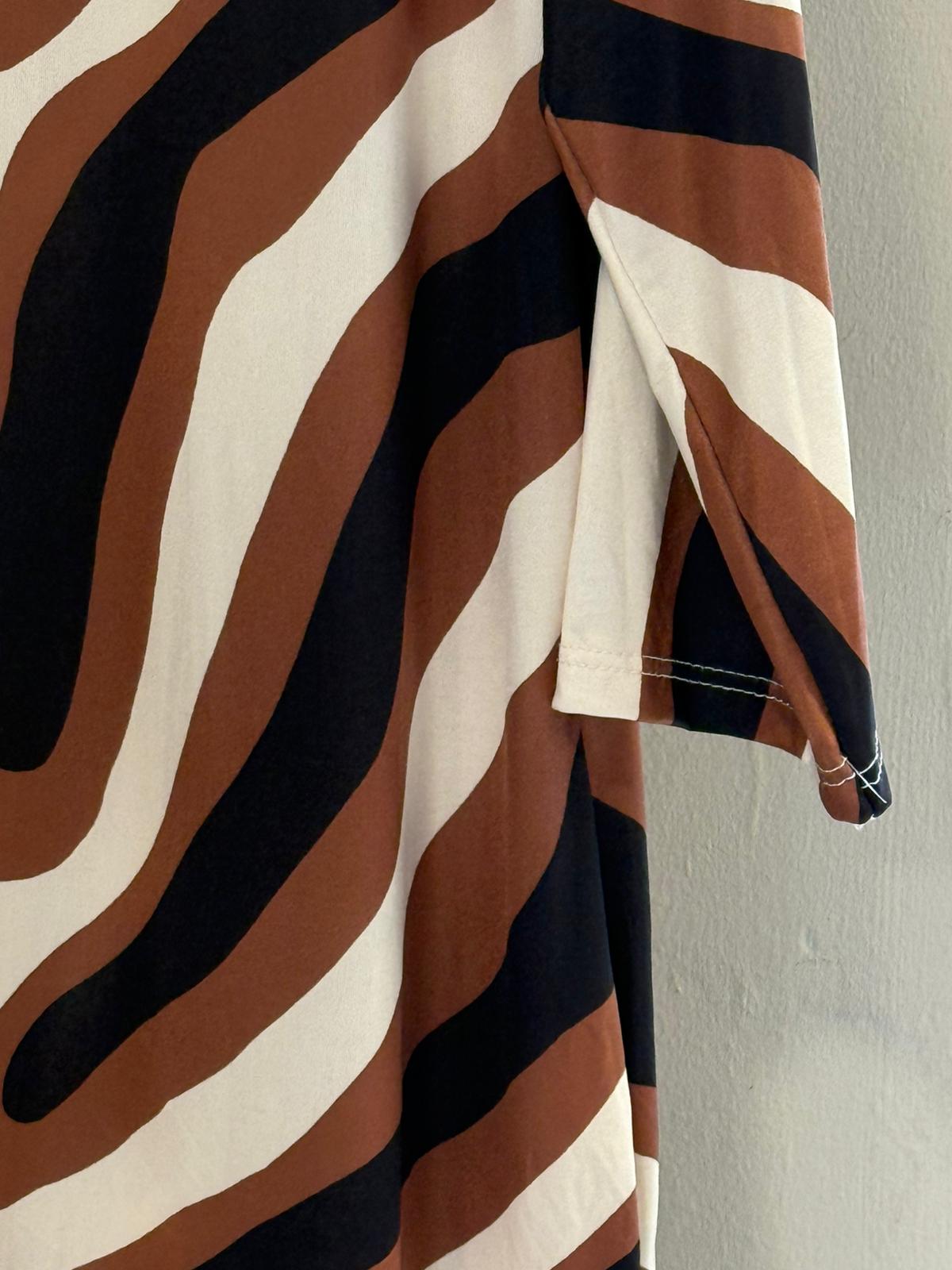 Vestido Maxi punto de seda Print Ondas — Estampado Abstracto